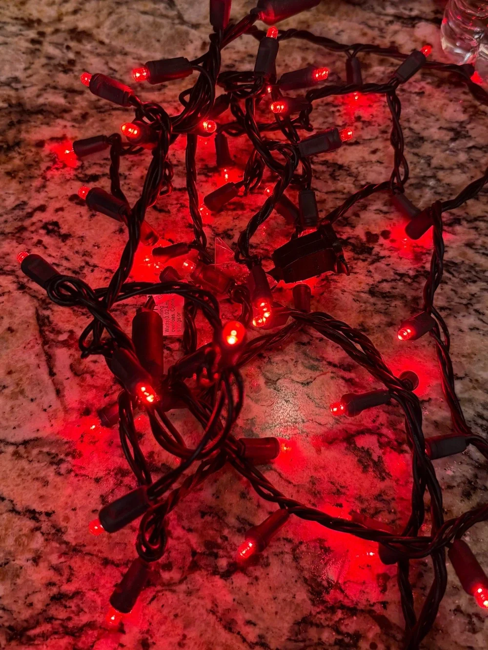 String Lights with Red Tips - Black Cord